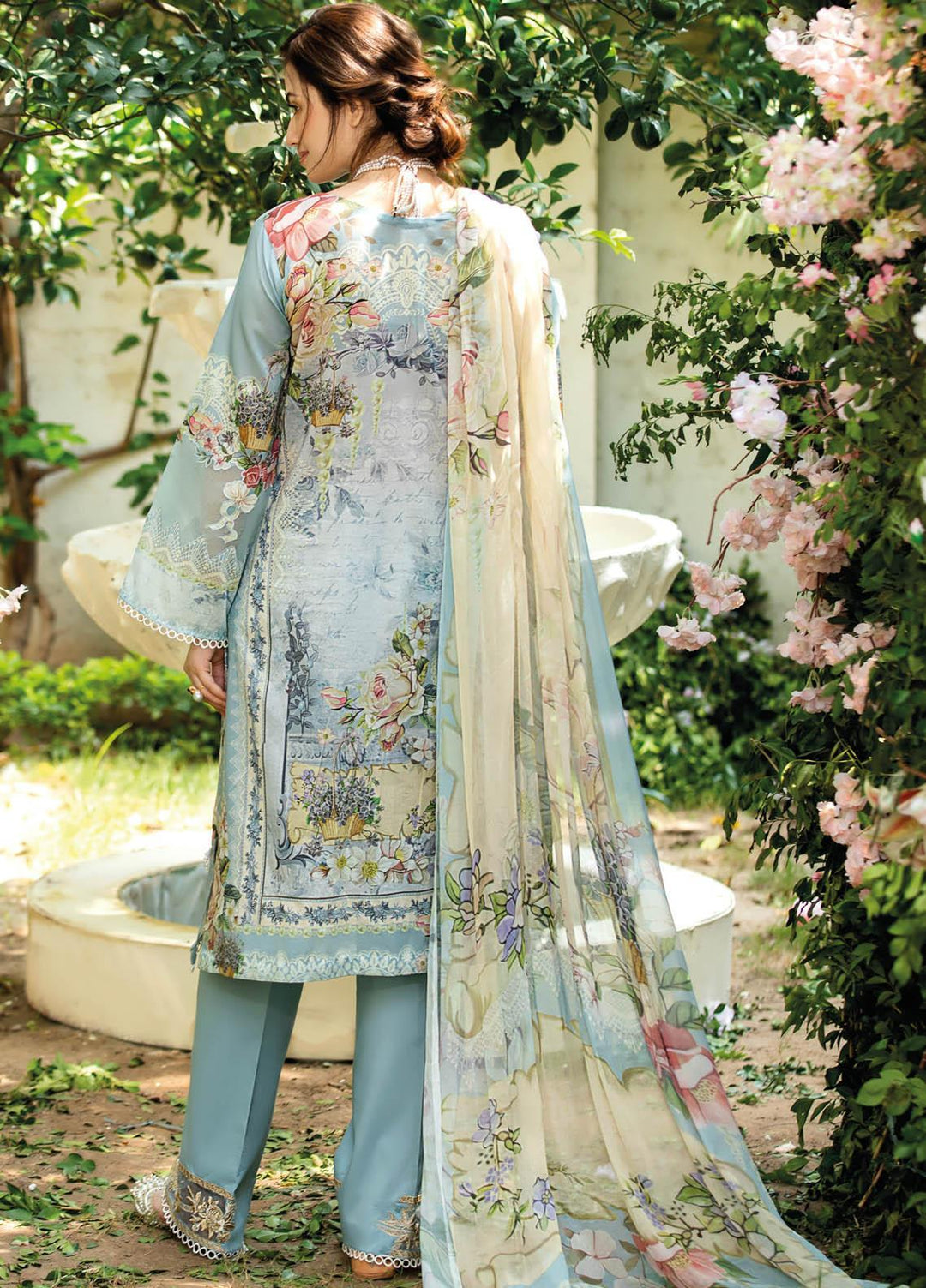 Manara Embroidered Lawn Suits Unstitched 3 Piece MNA21K 04 PASTLE PROMISES - Luxury Collection