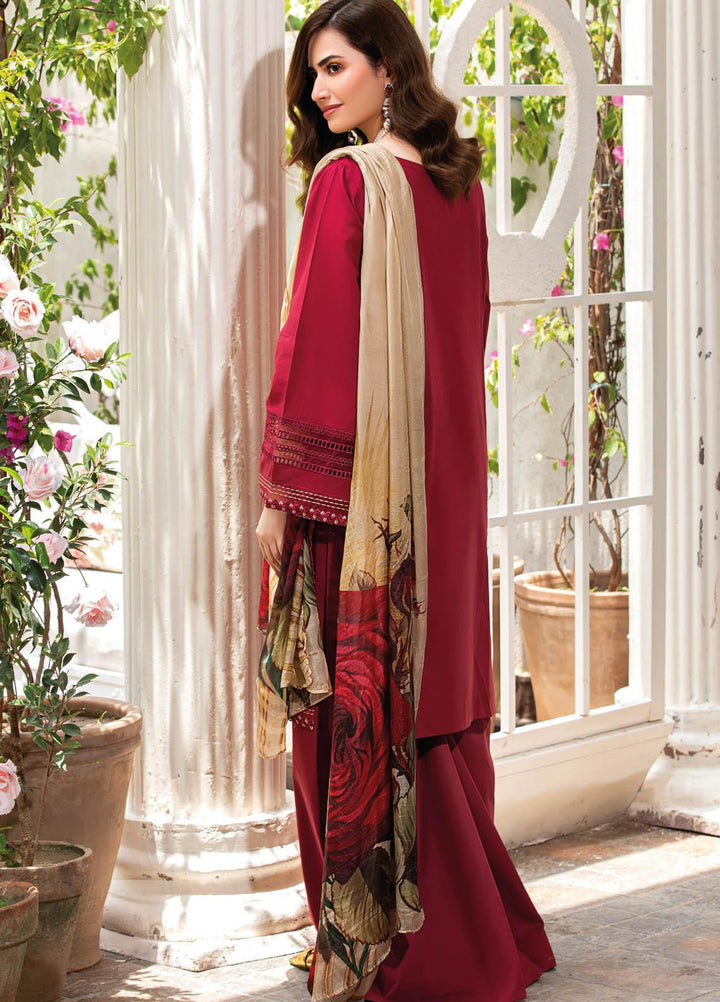 Manara Embroidered Lawn Suits Unstitched 3 Piece MNA21K 07 PAINT THE TOWN RED - Luxury Collection