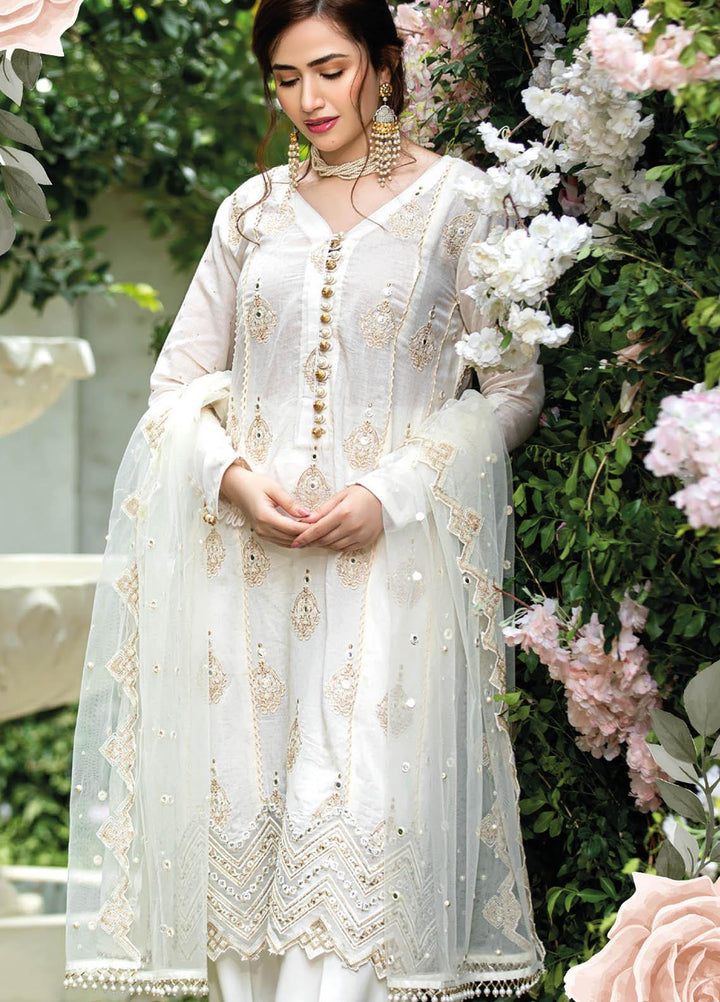 Manara Embroidered Lawn Suits Unstitched 3 Piece MNA21K 11 PEARL DUST - Luxury Collection