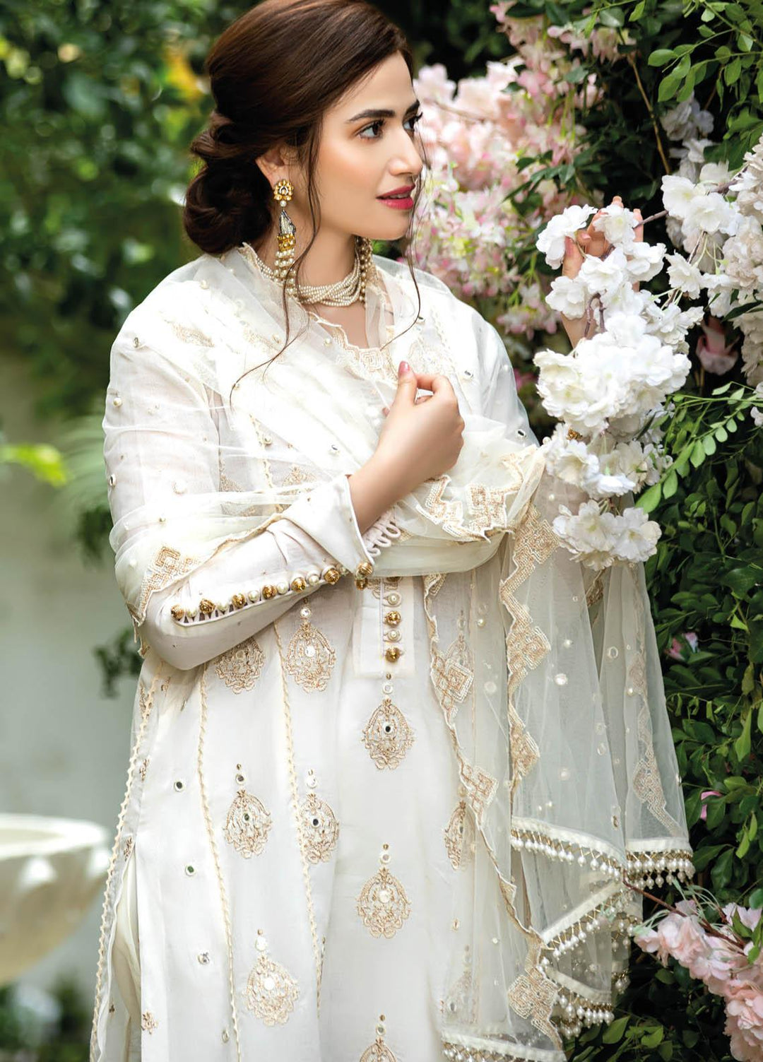 Manara Embroidered Lawn Suits Unstitched 3 Piece MNA21K 11 PEARL DUST - Luxury Collection