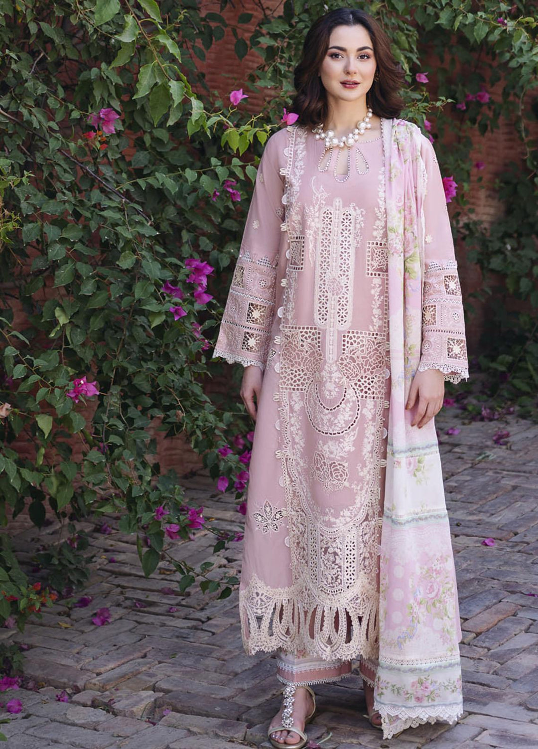 Manara Embroidered Lawn Suits Unstitched 3 Piece MNA23LL ML-01 Serena - Luxury Collection