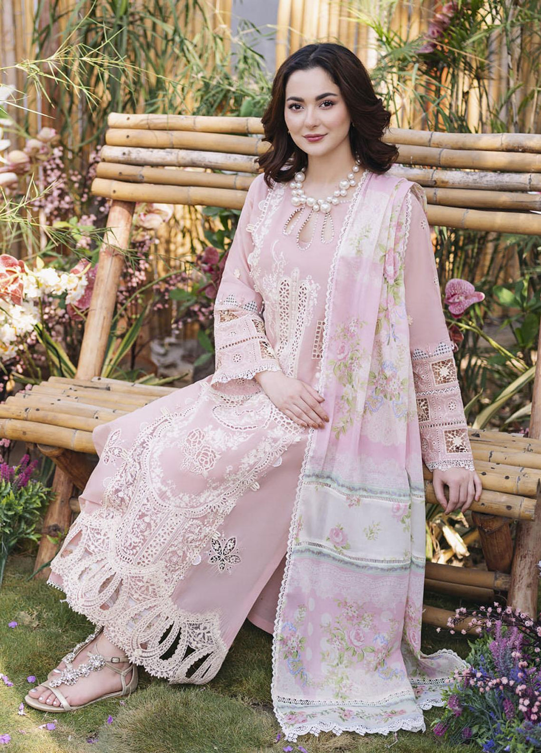 Manara Embroidered Lawn Suits Unstitched 3 Piece MNA23LL ML-01 Serena - Luxury Collection