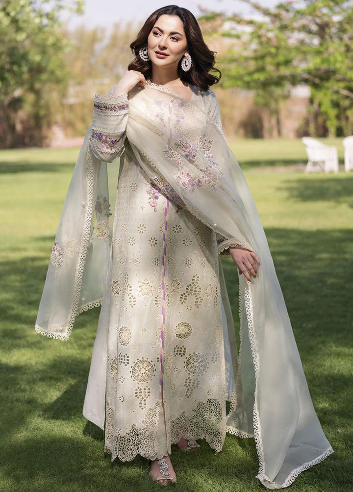 Manara Embroidered Lawn Suits Unstitched 3 Piece MNA23LL ML-02 Opaline - Luxury Collection