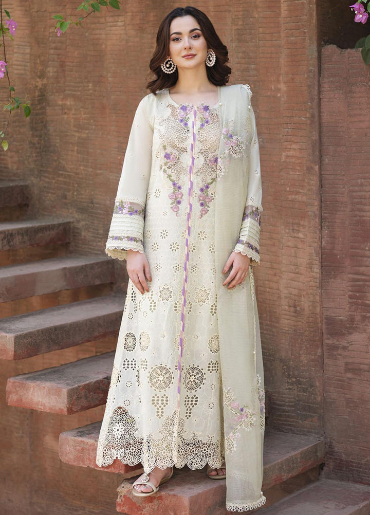 Manara Embroidered Lawn Suits Unstitched 3 Piece MNA23LL ML-02 Opaline - Luxury Collection