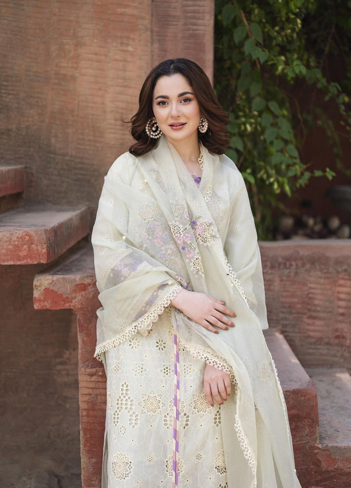 Manara Embroidered Lawn Suits Unstitched 3 Piece MNA23LL ML-02 Opaline - Luxury Collection