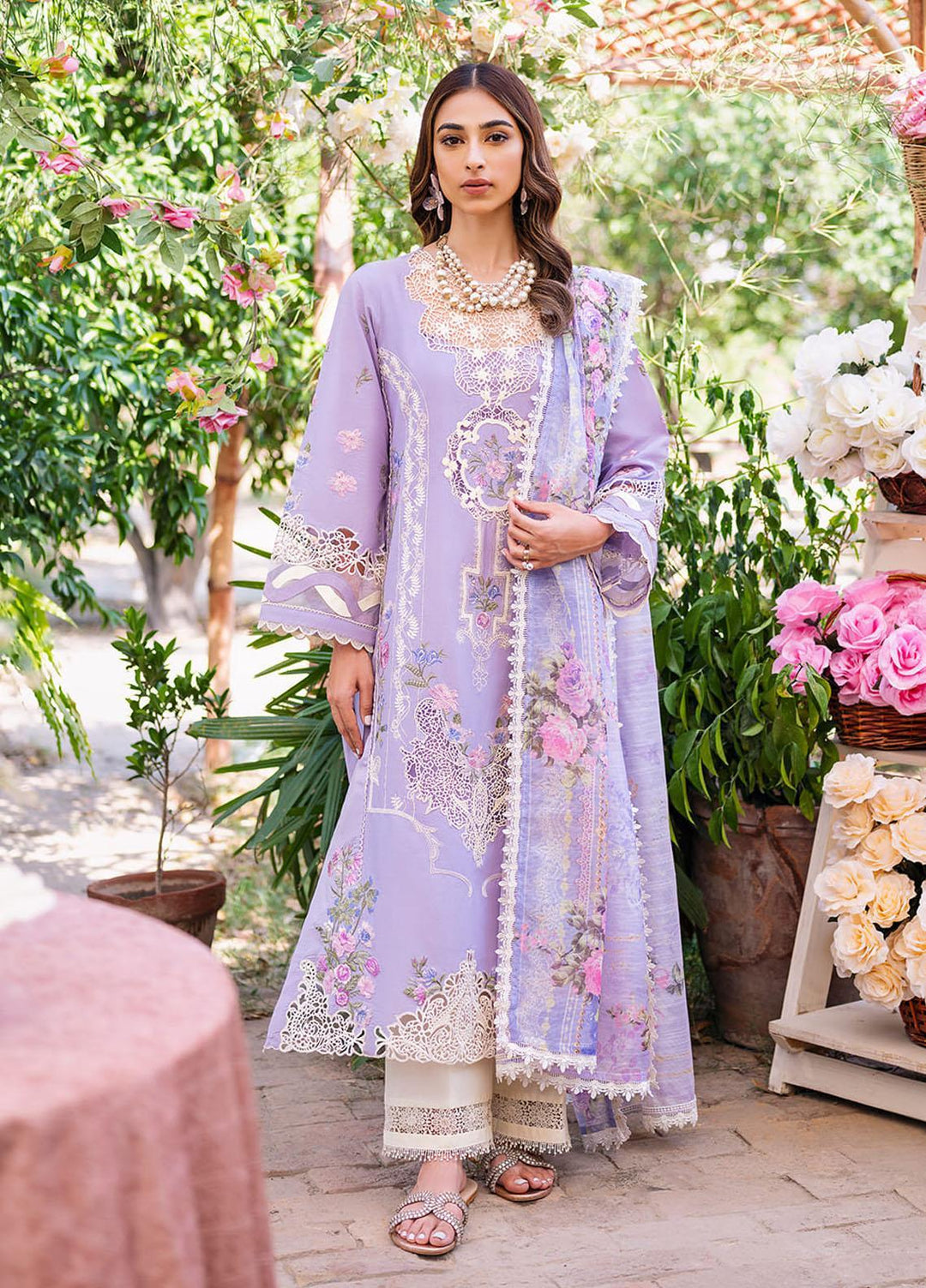 Manara Embroidered Lawn Suits Unstitched 3 Piece MNA23LL ML-03 Nera - Luxury Collection