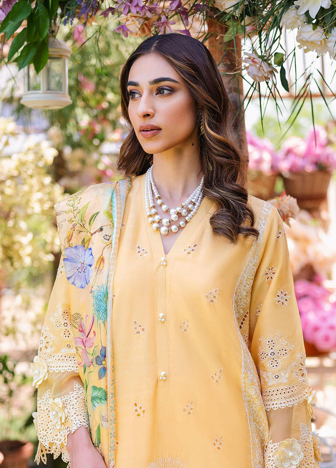 Manara Embroidered Lawn Suits Unstitched 3 Piece MNA23LL ML-04 Liliana - Luxury Collection