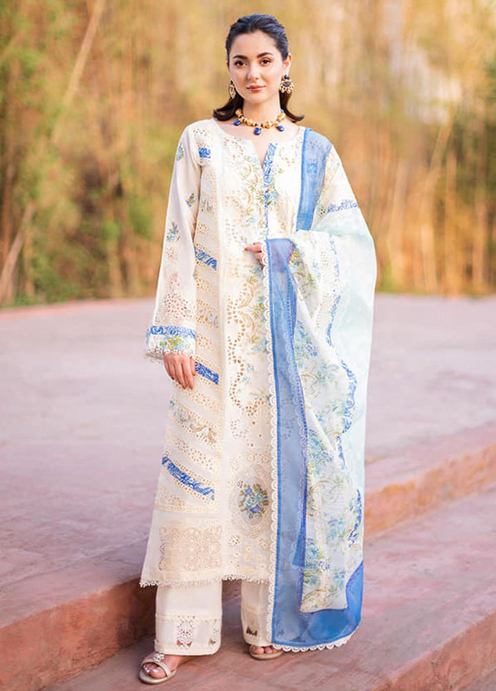 Manara Embroidered Lawn Suits Unstitched 3 Piece MNA23LL ML-08 Eva - Luxury Collection