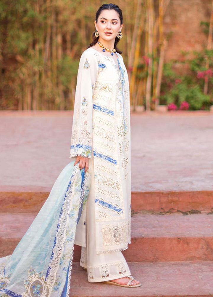 Manara Embroidered Lawn Suits Unstitched 3 Piece MNA23LL ML-08 Eva - Luxury Collection