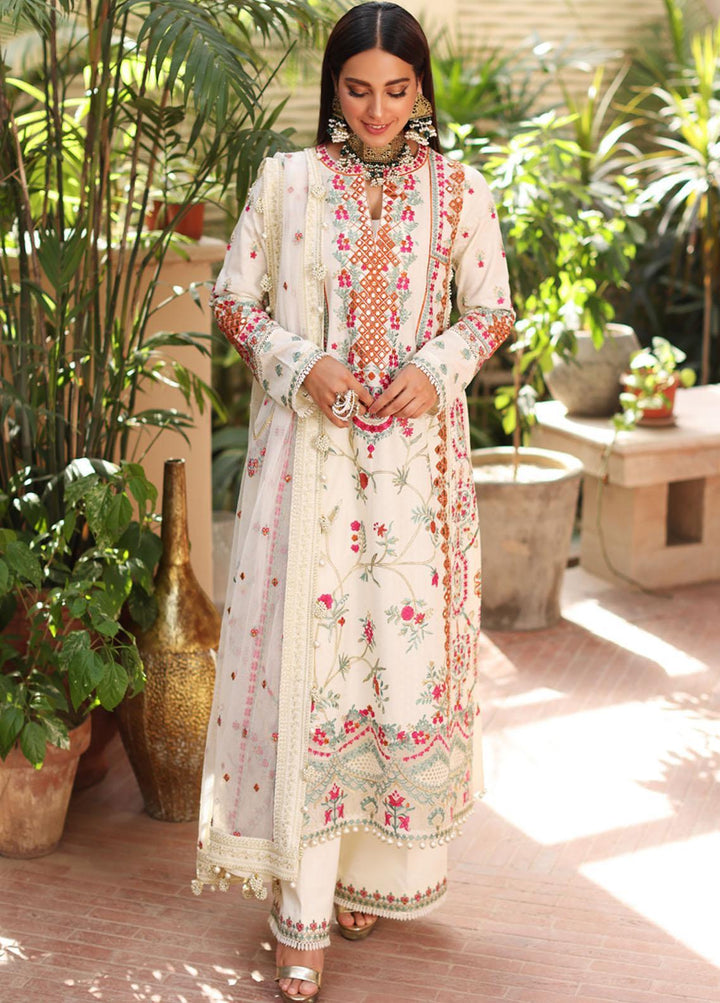 Manara By Kahf Embroidered Lawn Suits Unstitched 3 Piece KHF22M KML-01A Gul e Chandni - Luxury Collection