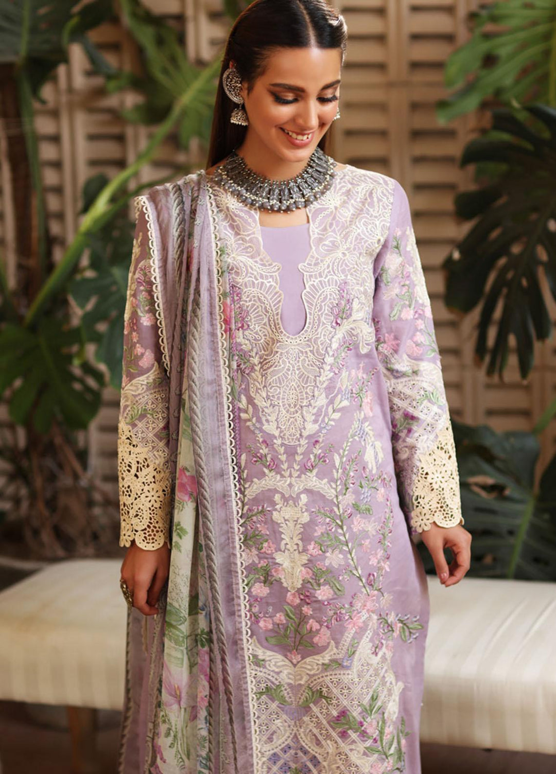 Manara By Kahf Embroidered Lawn Suits Unstitched 3 Piece KHF22M KML-05 Kasni - Luxury Collection