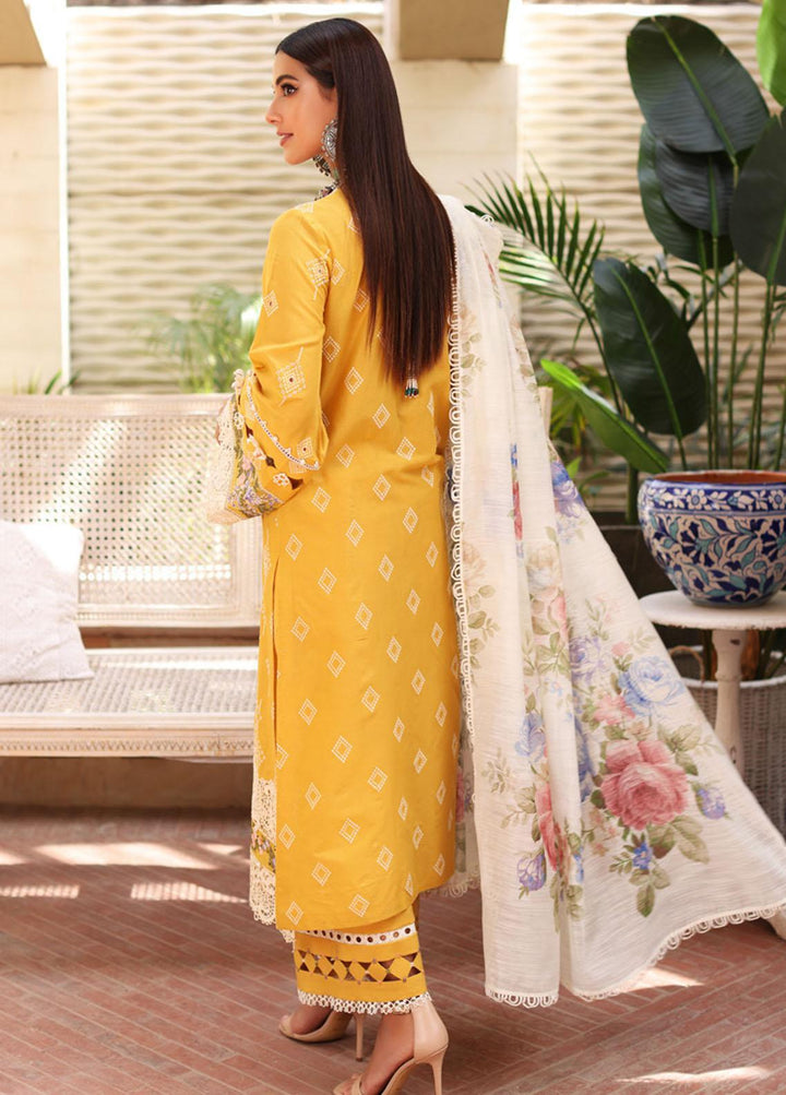 Manara By Kahf Embroidered Lawn Suits Unstitched 3 Piece KHF22M KML-06 Zaffaran - Luxury Collection