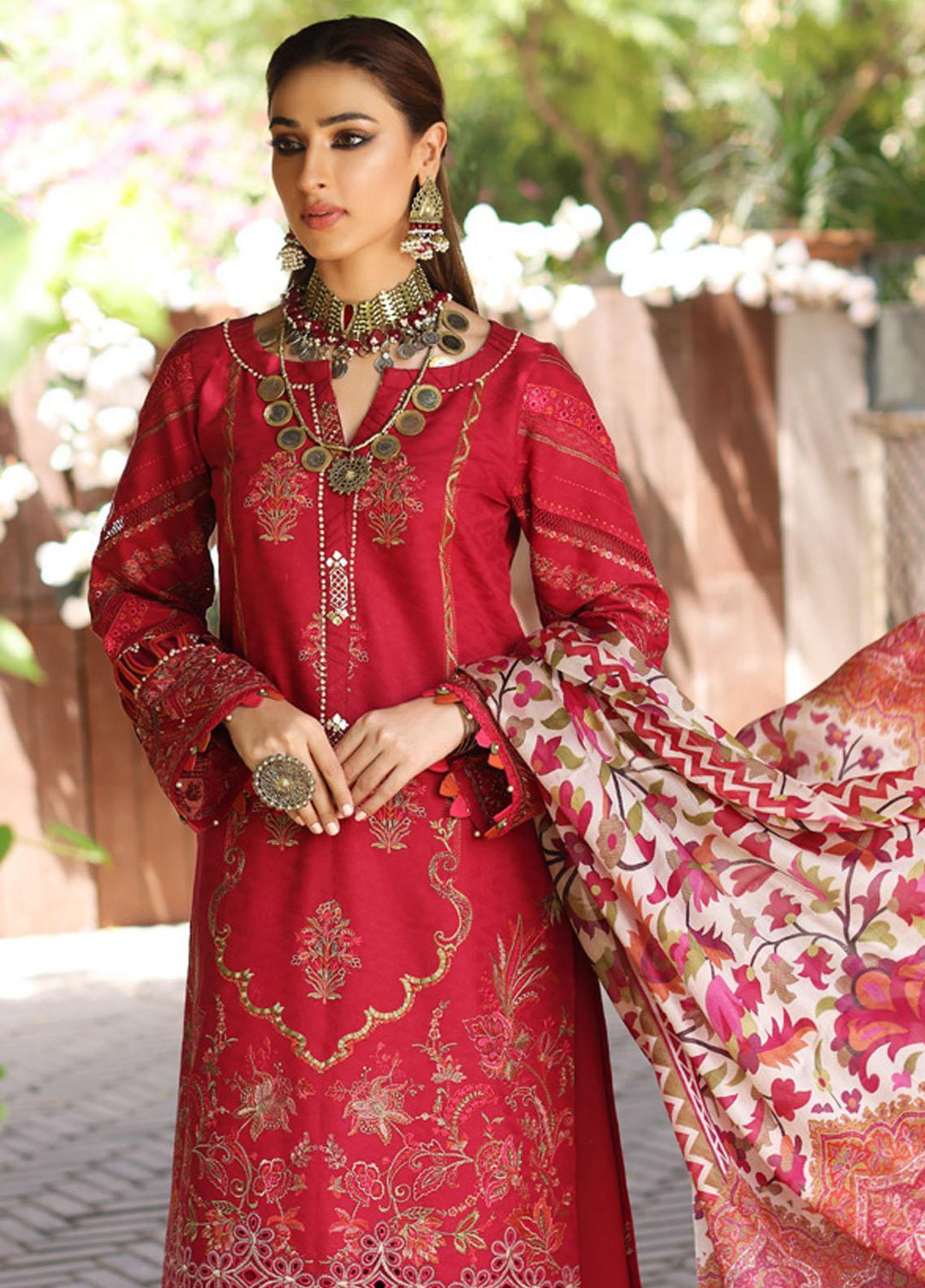 Manara By Kahf Embroidered Lawn Suits Unstitched 3 Piece KHF22M KML-07 Gul e Lala - Luxury Collection