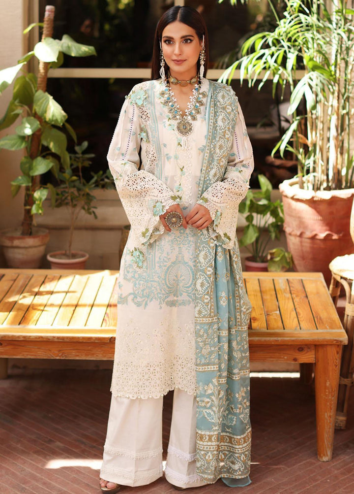 Manara By Kahf Embroidered Lawn Suits Unstitched 3 Piece KHF22M KML-08 Banafsham - Luxury Collection