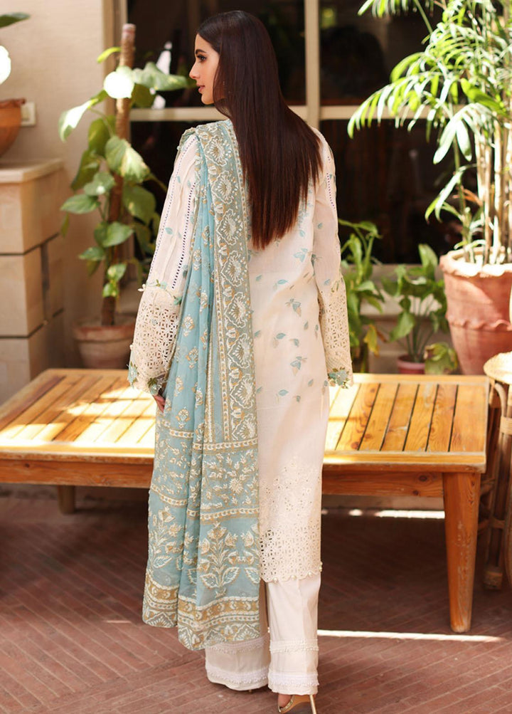 Manara By Kahf Embroidered Lawn Suits Unstitched 3 Piece KHF22M KML-08 Banafsham - Luxury Collection