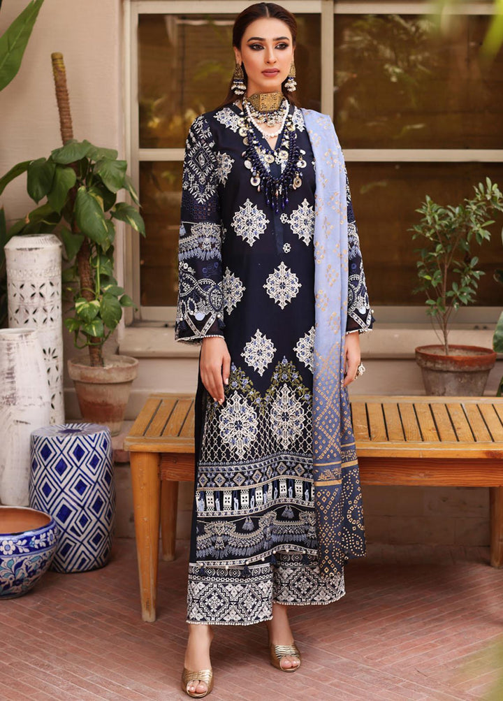Manara By Kahf Embroidered Lawn Suits Unstitched 3 Piece KHF22M KML-09A Neel Kaml - Luxury Collection