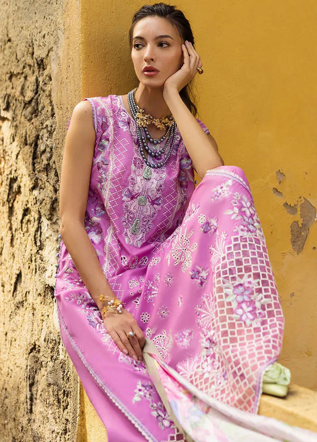 Manaram by Mushq Embroidered Lawn Suit Unstitched 3 Piece MQ25ML D-201 Timeless Wave - Summer Collection