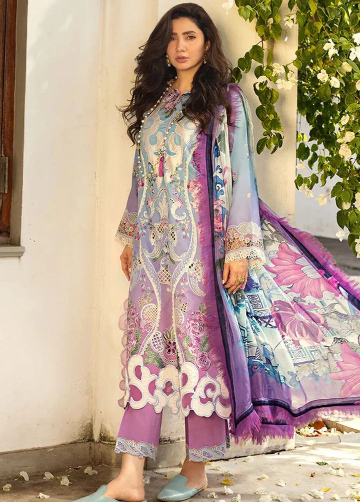 Manaram by Mushq Embroidered Lawn Suit Unstitched 3 Piece MQ25ML D-203 Whispering Melody - Summer Collection