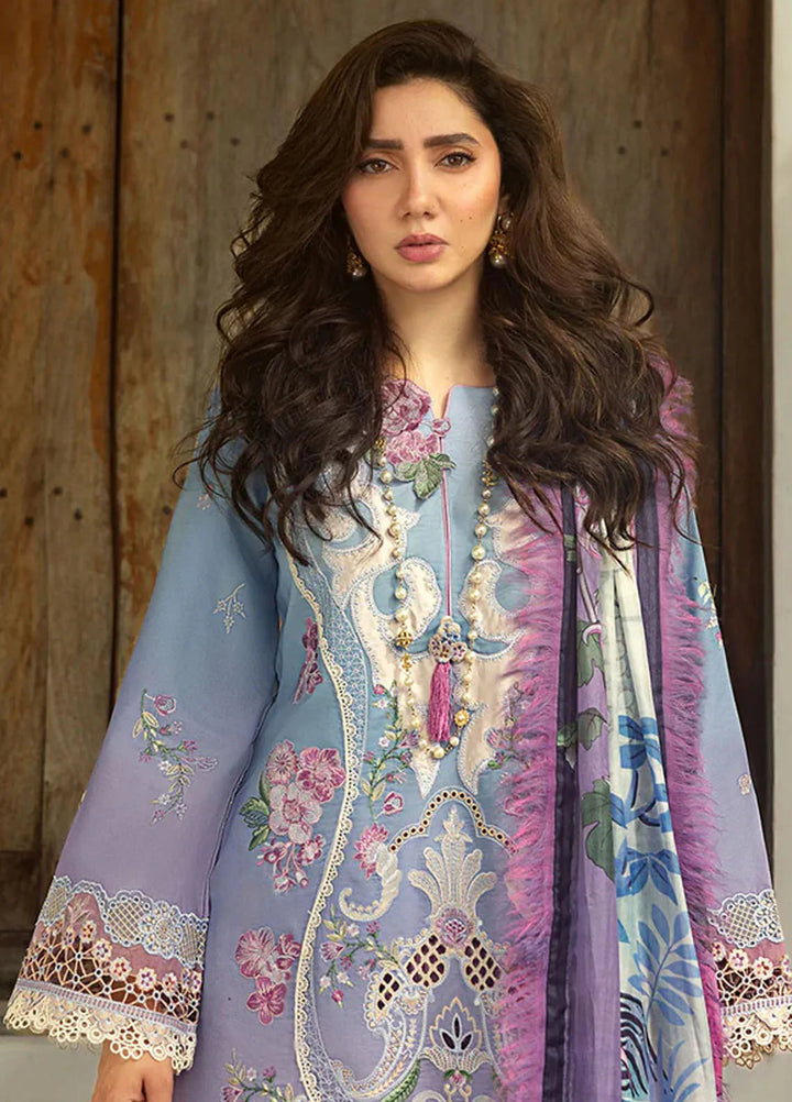 Manaram by Mushq Embroidered Lawn Suit Unstitched 3 Piece MQ25ML D-203 Whispering Melody - Summer Collection