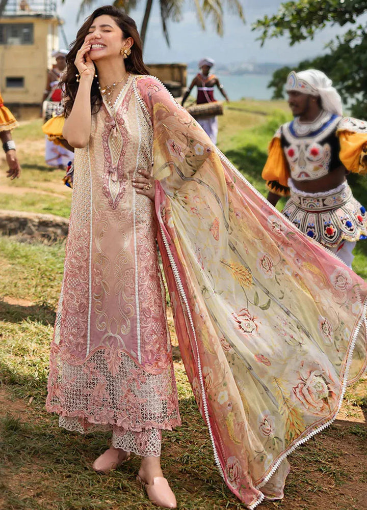 Manaram by Mushq Embroidered Lawn Suit Unstitched 3 Piece MQ25ML D-209 Tranquil Spark - Summer Collection