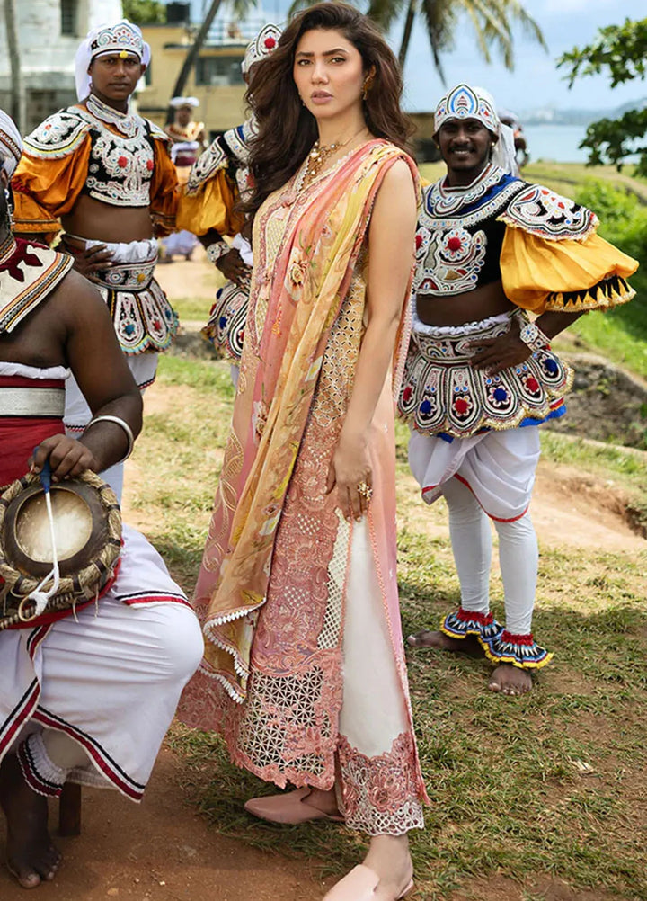 Manaram by Mushq Embroidered Lawn Suit Unstitched 3 Piece MQ25ML D-209 Tranquil Spark - Summer Collection