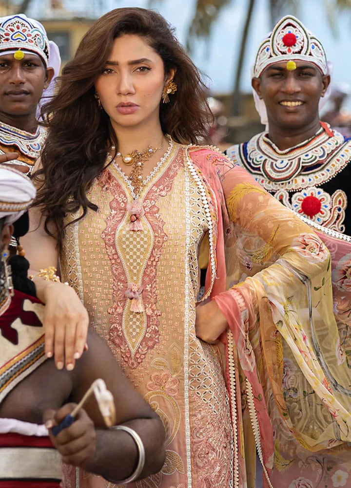 Manaram by Mushq Embroidered Lawn Suit Unstitched 3 Piece MQ25ML D-209 Tranquil Spark - Summer Collection