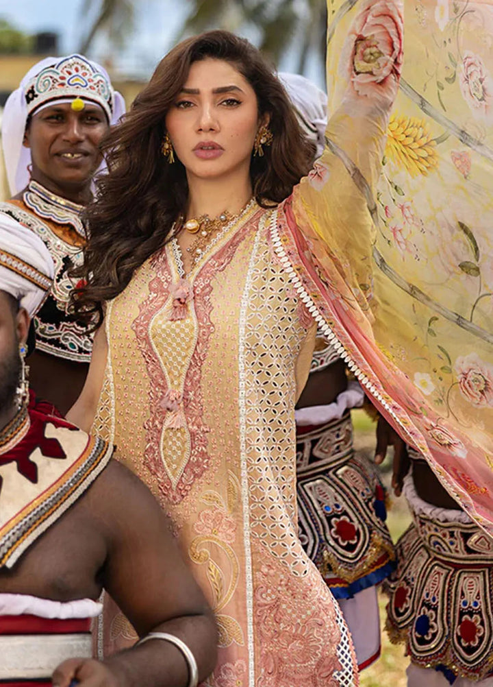 Manaram by Mushq Embroidered Lawn Suit Unstitched 3 Piece MQ25ML D-209 Tranquil Spark - Summer Collection