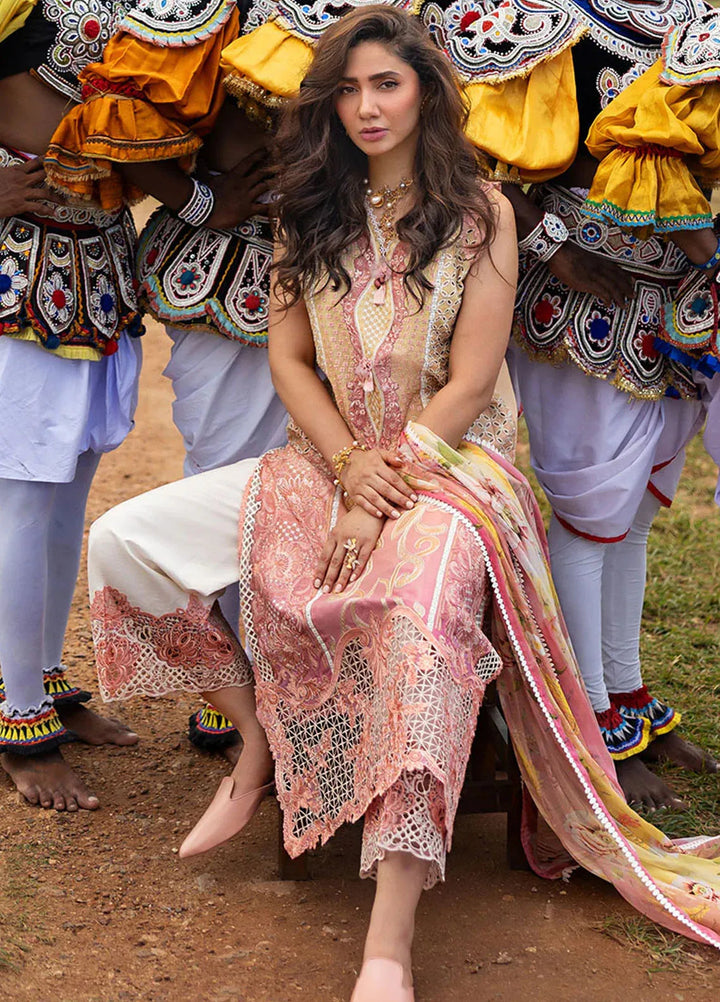 Manaram by Mushq Embroidered Lawn Suit Unstitched 3 Piece MQ25ML D-209 Tranquil Spark - Summer Collection