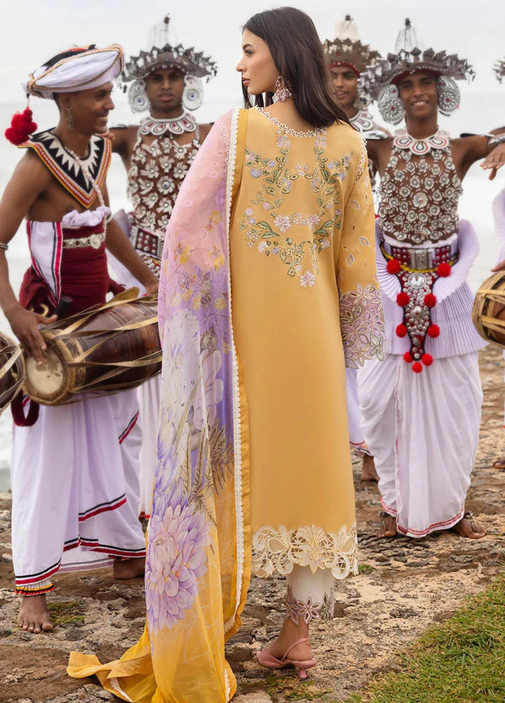 Manaram by Mushq Embroidered Lawn Suit Unstitched 3 Piece MQ25ML D-211 Gold Glow - Summer Collection