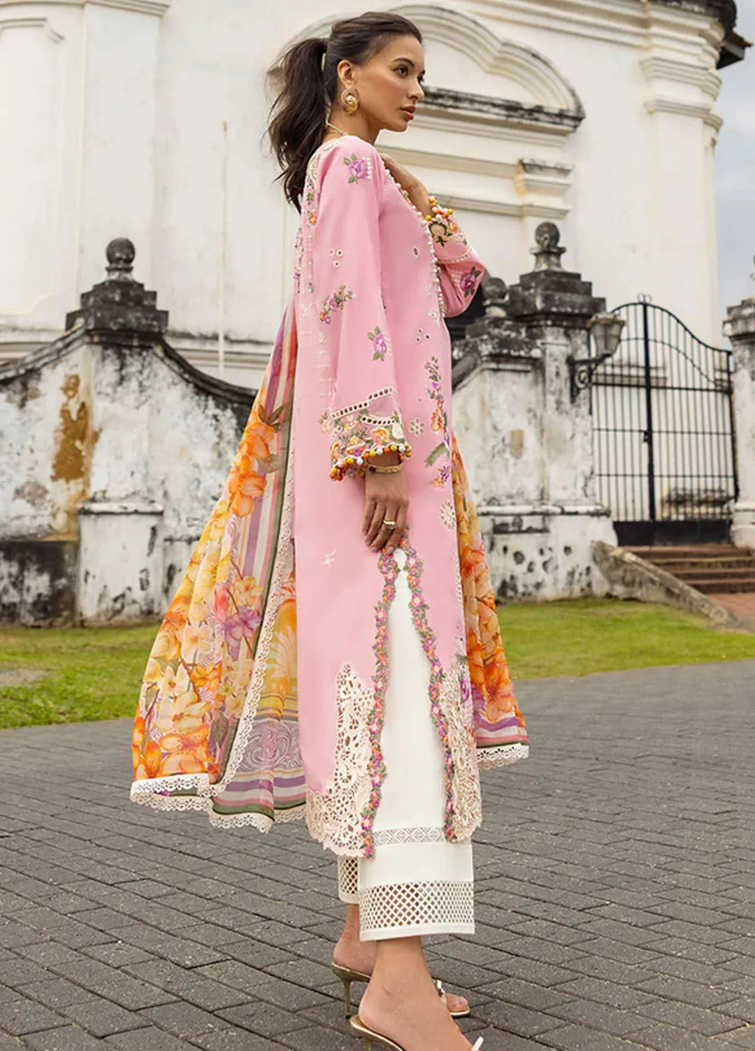 Manaram by Mushq Embroidered Lawn Suit Unstitched 3 Piece MQ25ML D-212 Twinkling Tempos - Summer Collection