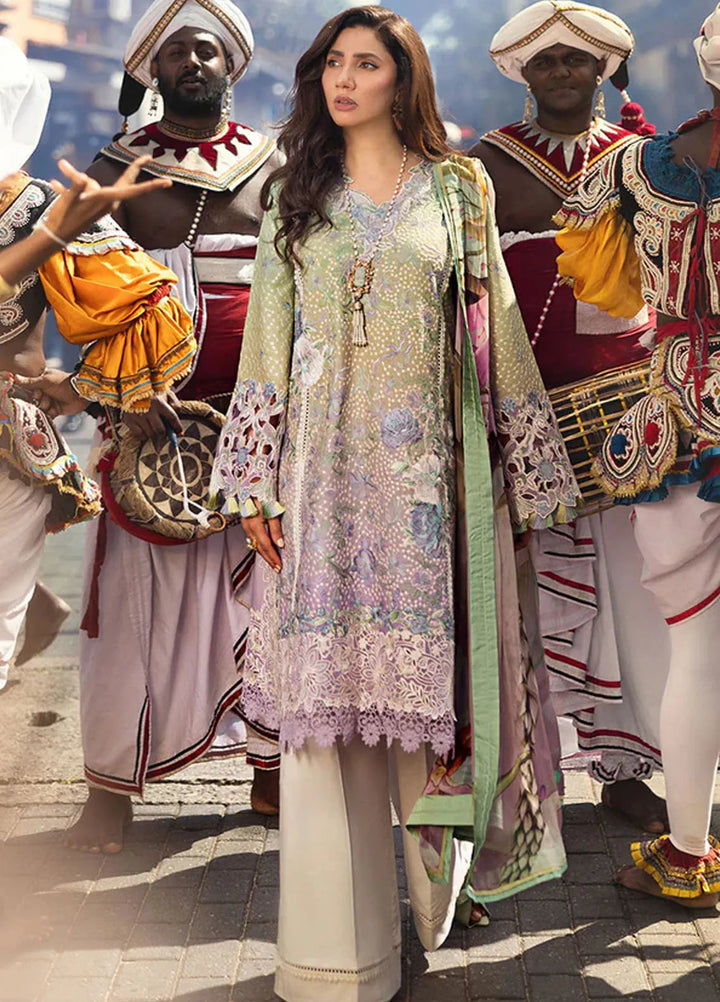 Manaram by Mushq Embroidered Lawn Suit Unstitched 3 Piece MQ25ML D-213 Glittering Grace - Summer Collection