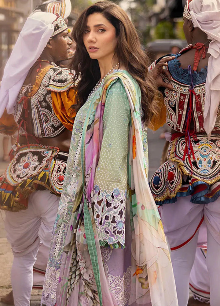 Manaram by Mushq Embroidered Lawn Suit Unstitched 3 Piece MQ25ML D-213 Glittering Grace - Summer Collection