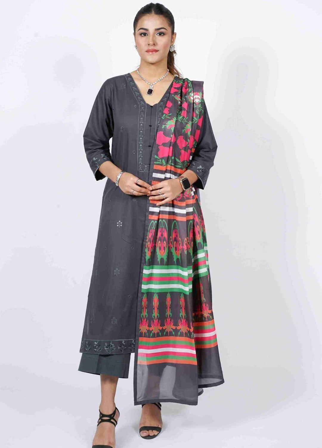 Manhani by Vibgyor Embroidered Lawn Suits Unstitched 3 Piece D1-U-V124 - Summer Collection