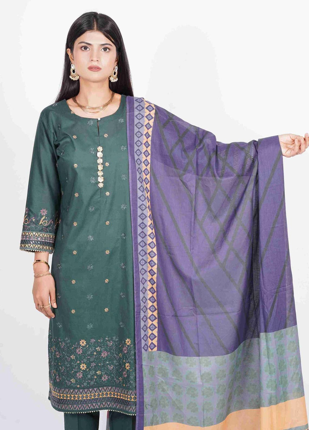 Manhani by Vibgyor Embroidered Lawn Suits Unstitched 3 Piece D4C2-U-V124 - Summer Collection