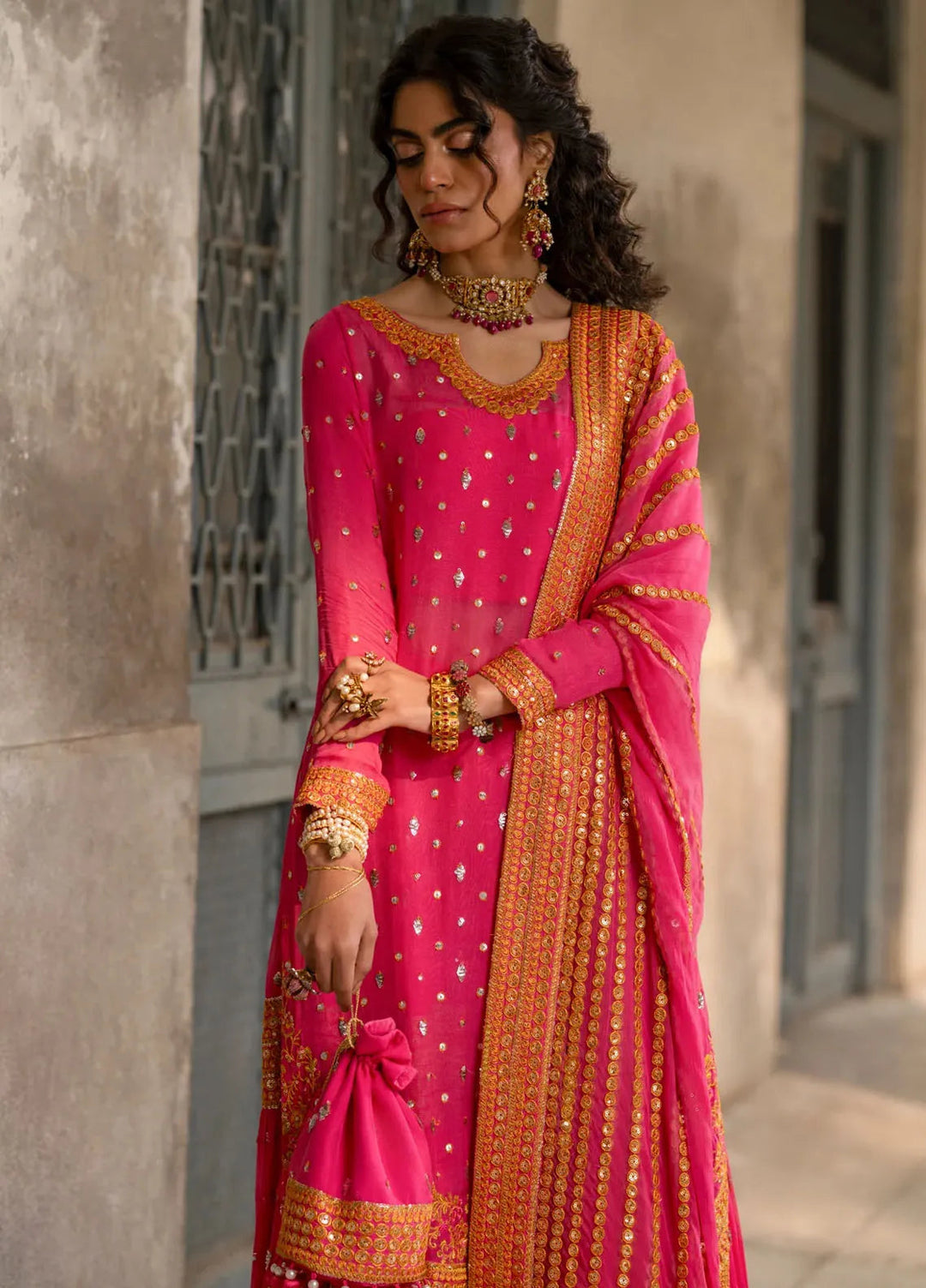 Mannat By Erum Khan Luxury Pret Embroidered Chiffon 3 Piece Suit Rangoli
