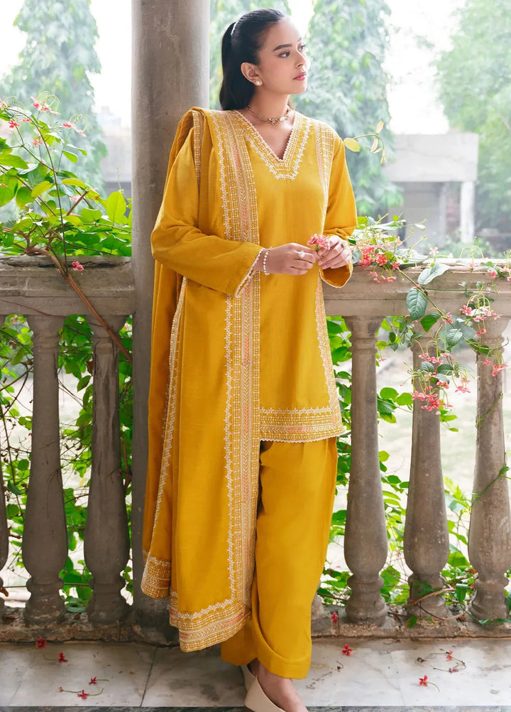Mannat Clothing Pret Embroidered Khaddar 3 Piece Suit Kesar
