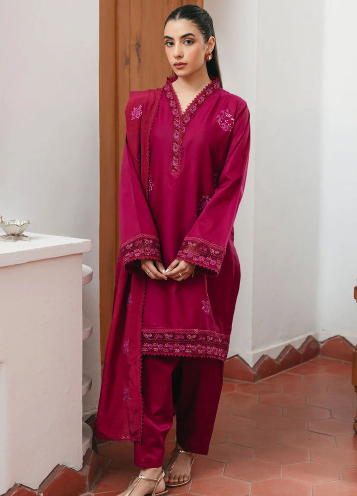 Mannat Clothing Pret Embroidered Lawn 3 Piece Suit Carnation