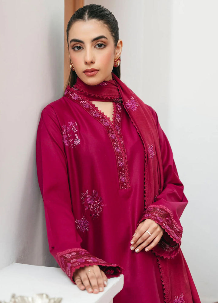 Mannat Clothing Pret Embroidered Lawn 3 Piece Suit Carnation