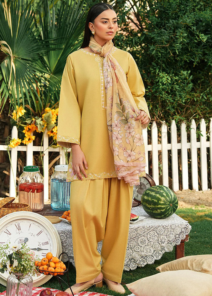 Mannat Clothing Pret Embroidered Lawn 3 Piece Suit Lemon Gleam