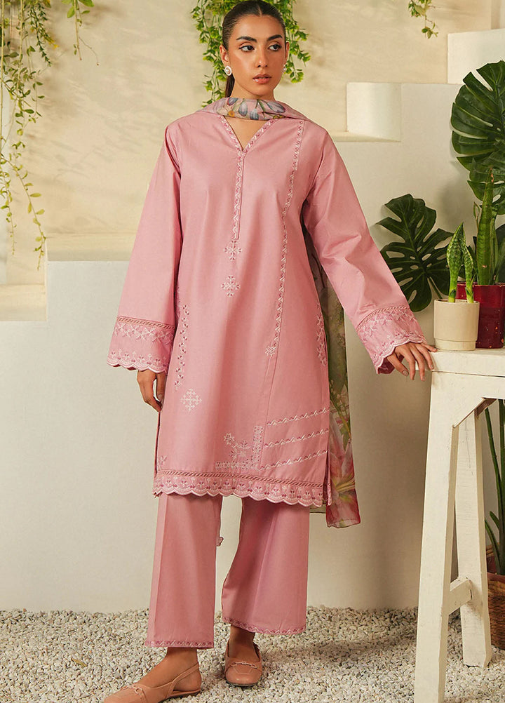 Mannat Clothing Pret Embroidered Lawn 3 Piece Suit Pinkveil