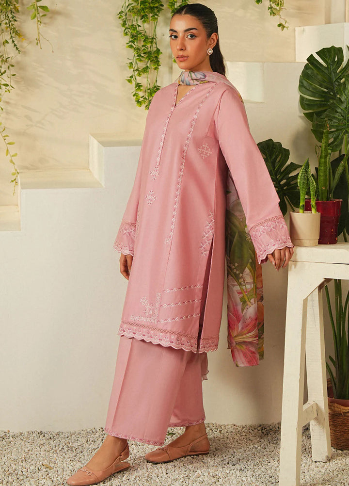 Mannat Clothing Pret Embroidered Lawn 3 Piece Suit Pinkveil