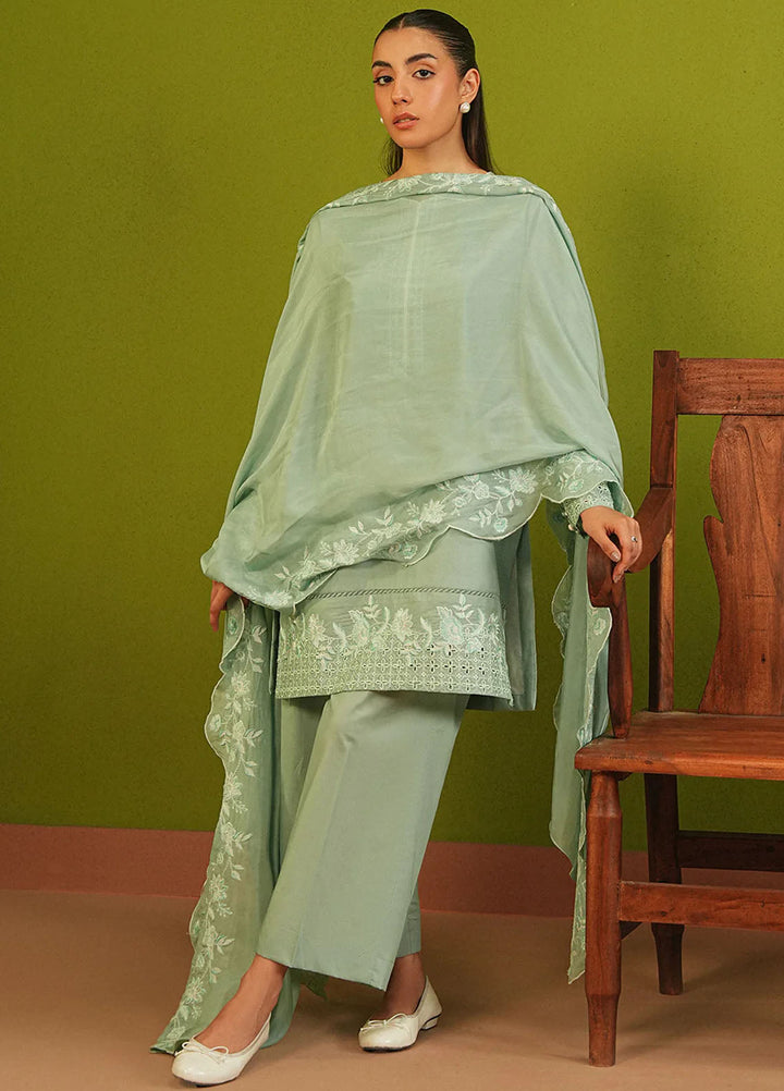 Mannat Clothing Pret Embroidered Lawn 3 Piece Suit Pistachio