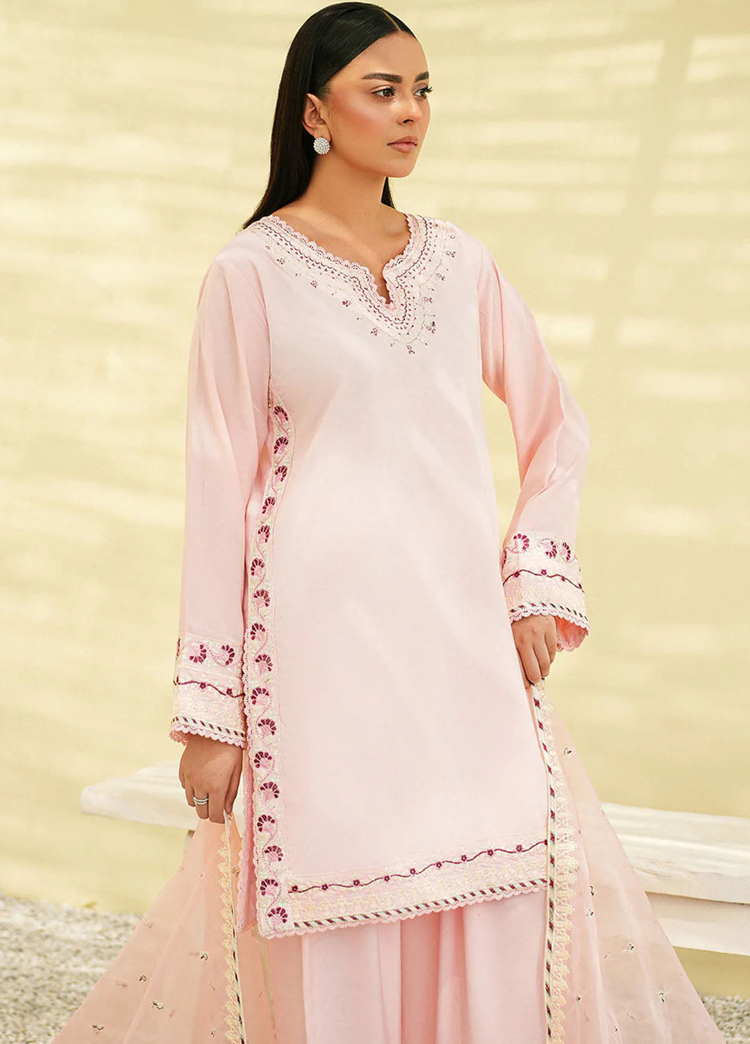 Mannat Clothing Pret Embroidered Viscose 3 Piece Suit Glint