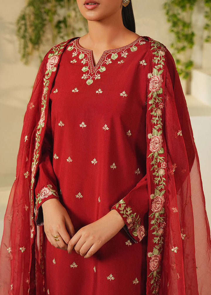 Mannat Clothing Pret Embroidered Viscose 3 Piece Suit Rose