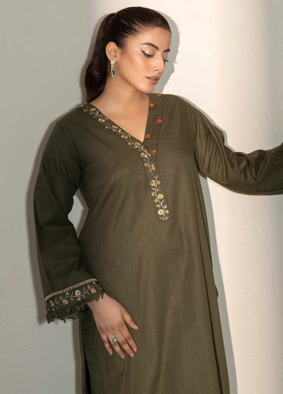 Mannat Clothing Pret Printed Light Khaddar 2 Piece Suit Sage