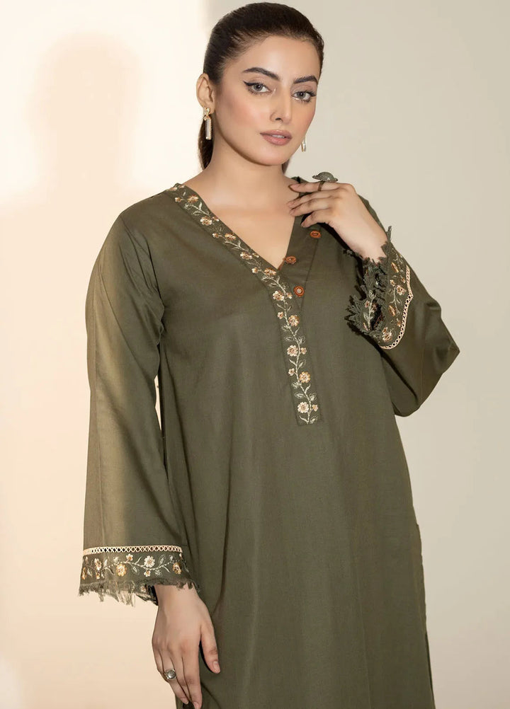 Mannat Clothing Pret Printed Light Khaddar 2 Piece Suit Sage