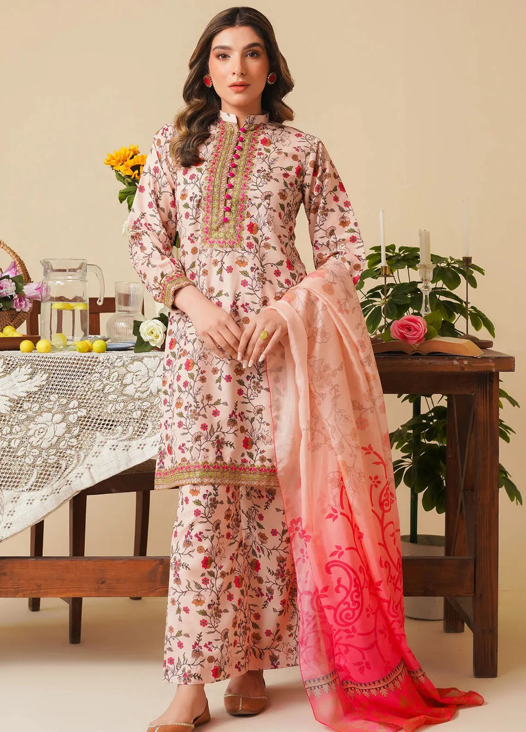 Mannat Pret Embroidered Poly Lawn 3 Piece Suit Ruffles