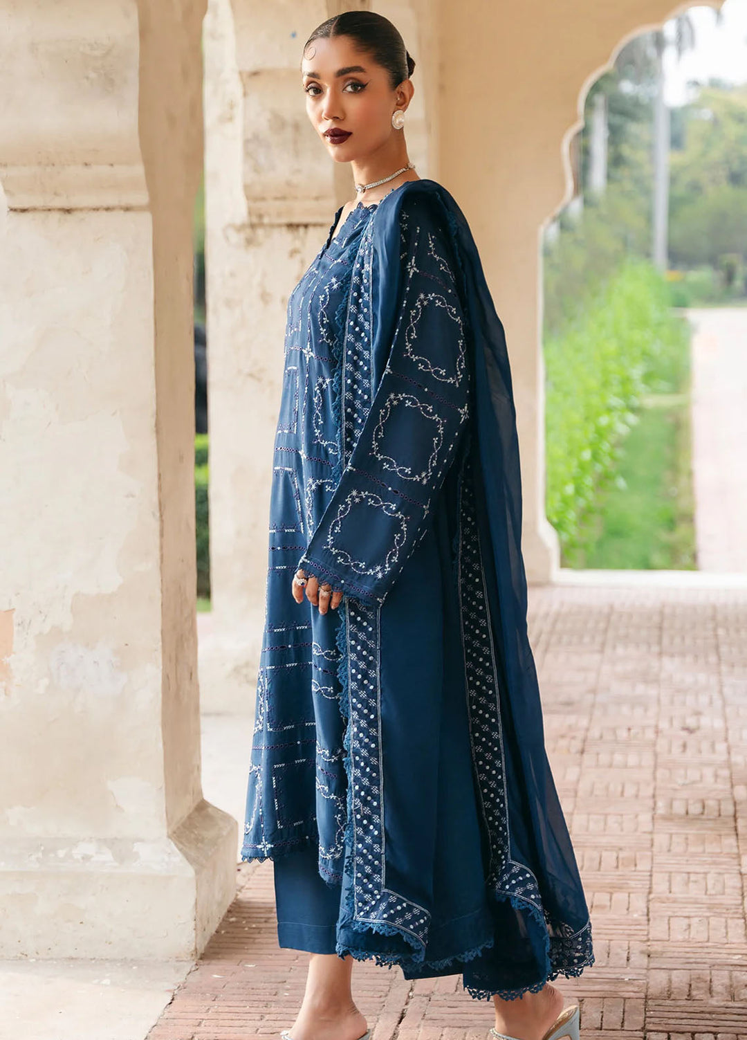 Mannat Pret Embroidered Raw Silk 3 Piece Suit Azlin