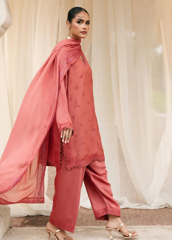 Mannat Pret Embroidered Raw Silk 3 Piece Suit Emery