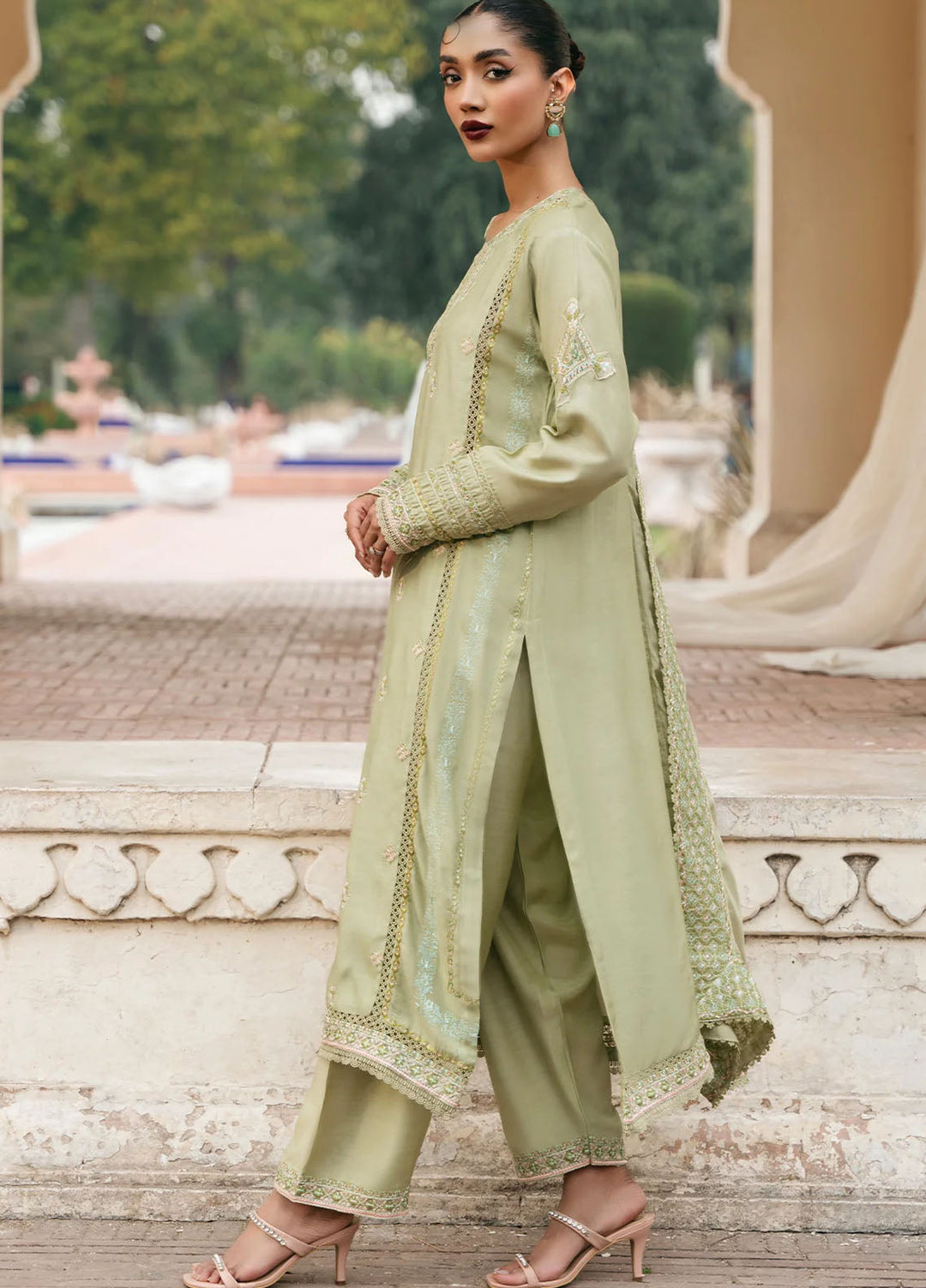 Mannat Pret Embroidered Raw Silk 3 Piece Suit Mia